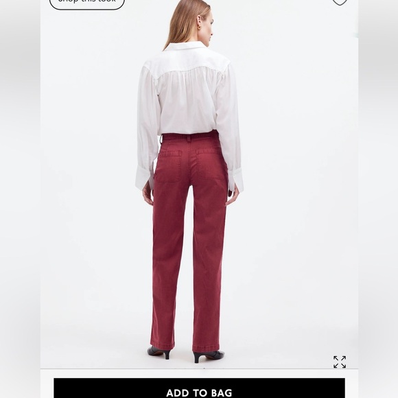 Madewell 
The Emmett Wide-Leg Full-Length Pant in Claret: Patch Pocket - Picture 4 of 10